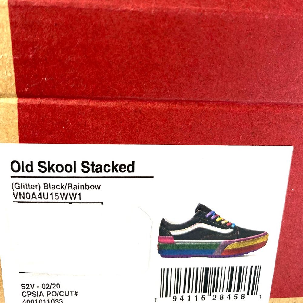 VANS Platform Old Skool Stacked Ripple Glitter Rainbow Black Women's VN0A4U15WW1 - Picture 11 of 11